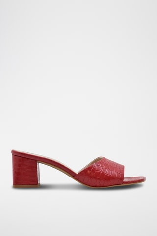 Sandali con tacco in pelle - Rosso