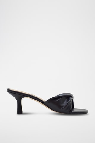 Sandali con tacco in pelle - Nero