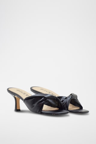 Sandali con tacco in pelle - Nero