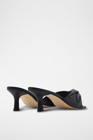 Sandali con tacco in pelle - Nero