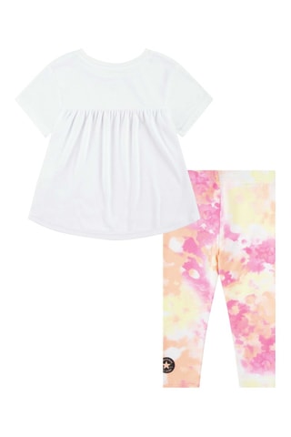T-shirt en Legging - Wit, geel en roze