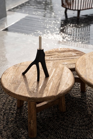 Bougeoir en bois Noir - 20 cm