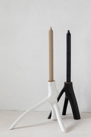 Bougeoir en bois Noir - 20 cm