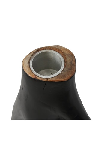 Bougeoir en bois Noir - 20 cm