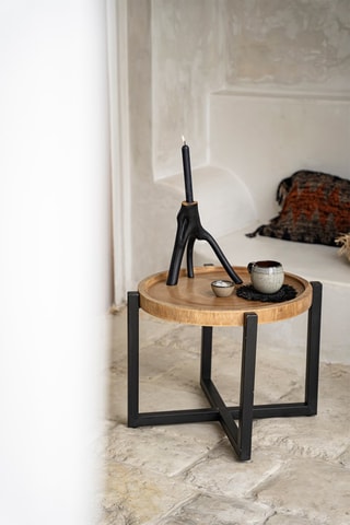 Bougeoir en bois Noir - 20 cm