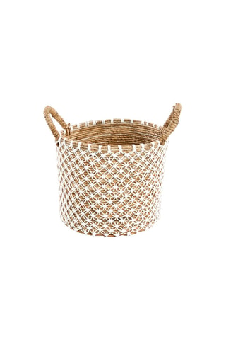 Panier de rangement - Naturel et blanc - 29 x 40 x 35 cm