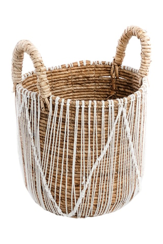Panier de rangement - Naturel et blanc - 45 x 35 x 35 cm
