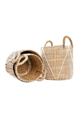 Panier de rangement - Naturel et blanc - 48 x 40 x 40 cm