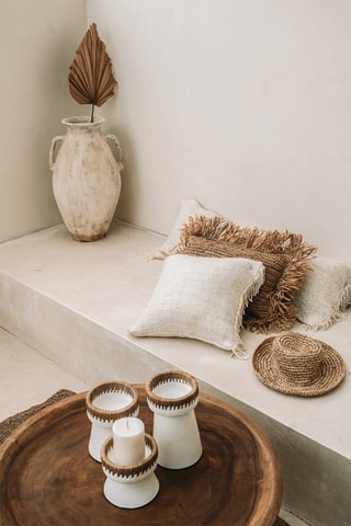 Bougeoir Pretty - 16 cm - Blanc et beige
