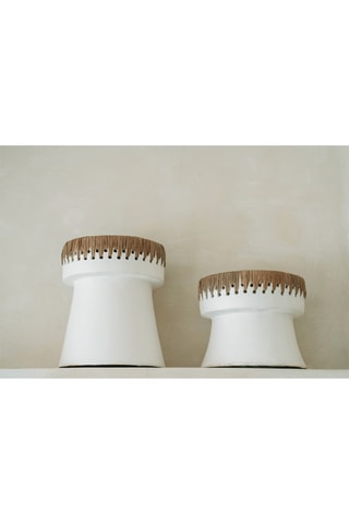 Bougeoir Pretty - 16 cm - Blanc et beige