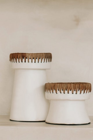 Bougeoir Pretty - 12 cm - Blanc et beige