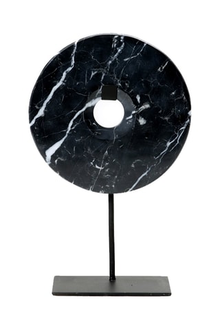 Disque en marbre sur pied Noir - 40 x 25 x 9 cm