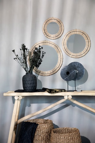 Disque en marbre sur pied Noir - 40 x 25 x 9 cm