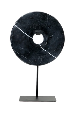Disque en marbre sur pied Noir - 40 x 25 x 9 cm