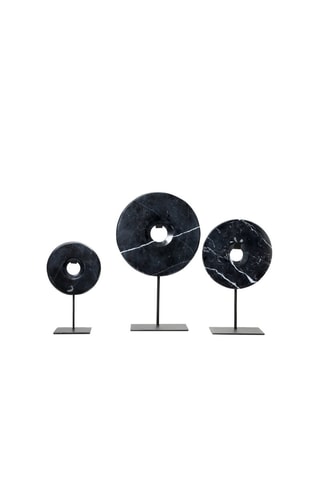 Disque en marbre sur pied Noir - 40 x 25 x 9 cm