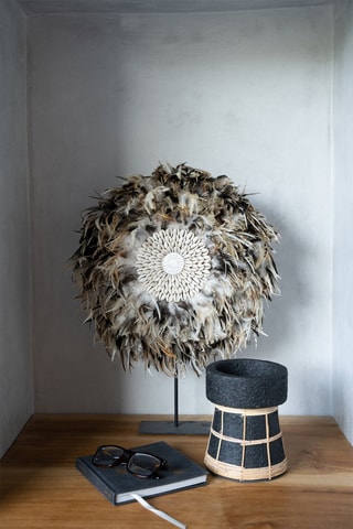 Bougeoir en rotin - Noir et naturel - 16 cm