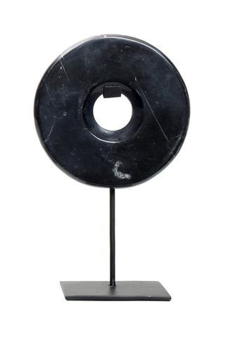 Disque en marbre sur pied Noir - 25 x 15 x 7 cm