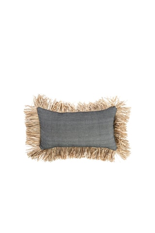Housse de coussin à franges - Noir et naturel - 30 x 50 cm