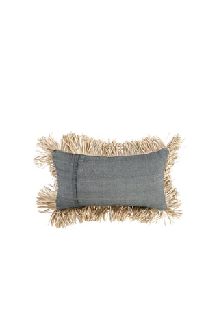 Housse de coussin à franges - Noir et naturel - 30 x 50 cm