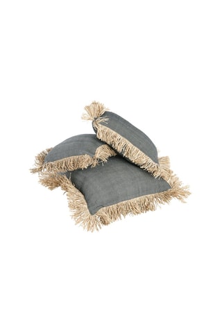 Housse de coussin à franges - Noir et naturel - 30 x 50 cm
