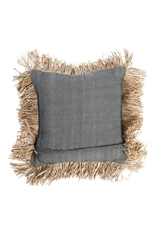 Housse de coussin à franges - Gris et naturel - 40 x 40 cm