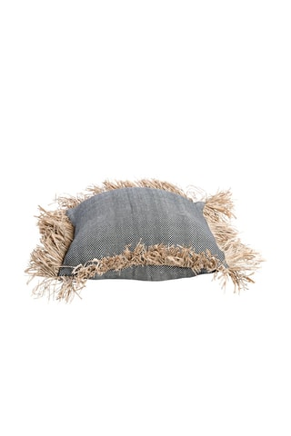 Housse de coussin à franges - Gris et naturel - 40 x 40 cm