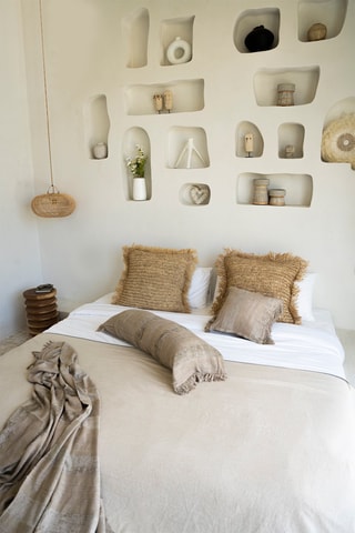 Housse de coussin à franges - Beige - 40 x 40 cm