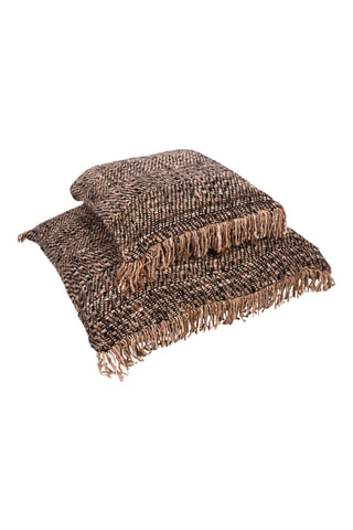 Housse de coussin à franges Oh My Gee - Noir et beige