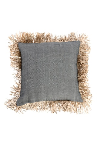 Housse de coussin à franges Bonita - Noir et beige - 60 x 60 cm