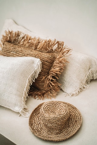 Housse de coussin à franges Oh My Gee - Ecru