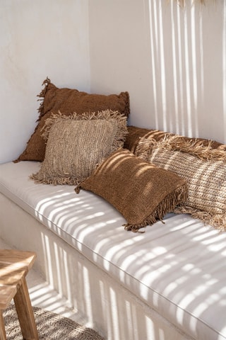 Housse de coussin à franges Oh My Gee - Marron