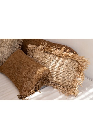 Housse de coussin à franges Oh My Gee - Marron