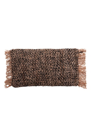 Housse de coussin à franges Oh My Gee - Noir et beige 