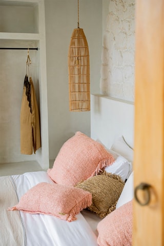 Housse de coussin à franges Oh My Gee - Rose