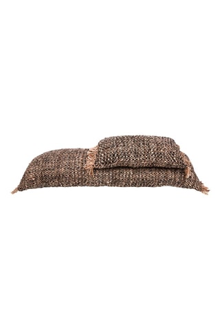 Housse de coussin à franges Oh My Gee - Beige et noir