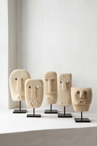 Statue Sumba en grès - 19 x 5 x 6 cm - Beige