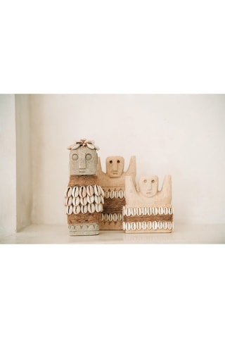 Statue Sumba en grès - 14 x 8 x 4 cm - Beige