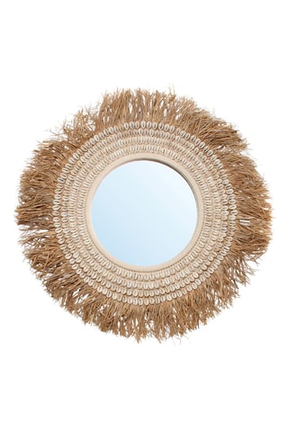 Miroir mural Raffia Cowrie - Beige