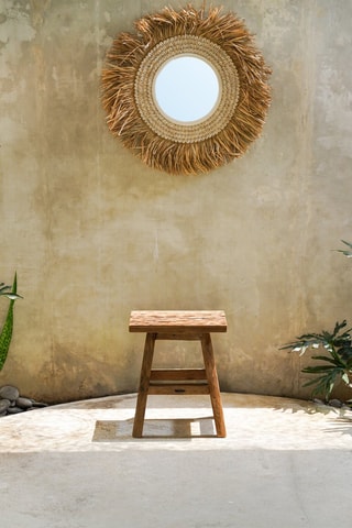 Miroir mural Raffia Cowrie - Beige