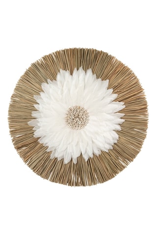 Décoration murale Alang Feather Juju - 55 x 55 x 5 cm - Beige et blanc