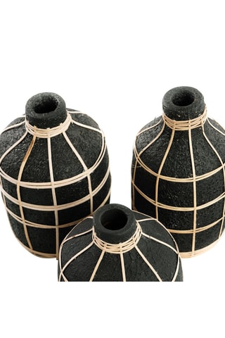 Vase décoratif en rotin Noir et naturel - 24 cm