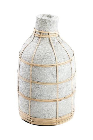 Vase Whoopy en rotin - 24 cm - Gris et beige - 24 cm