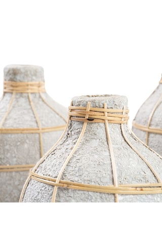 Vase Whoopy en rotin - 24 cm - Gris et beige - 24 cm