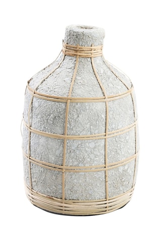 Vase Whoopy en rotin - 23 cm - Gris et beige
