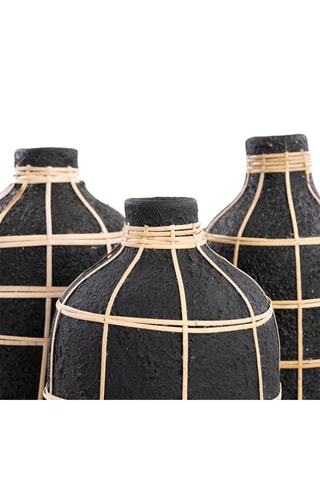 Vase Whoopy en rotin - 23 cm - Noir et beige