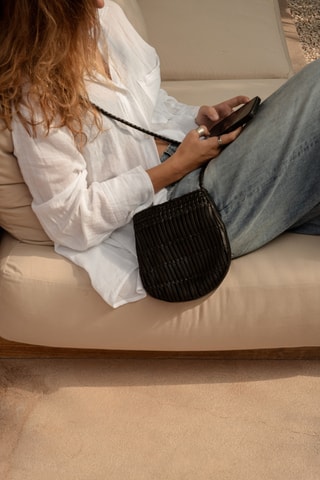 Sac bandoulière en cuir - Noir