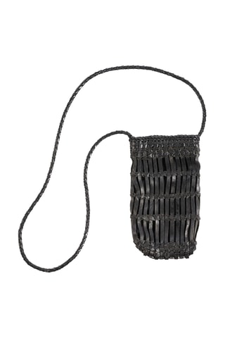 Sac bandoulière en cuir Dial Diva - Noir