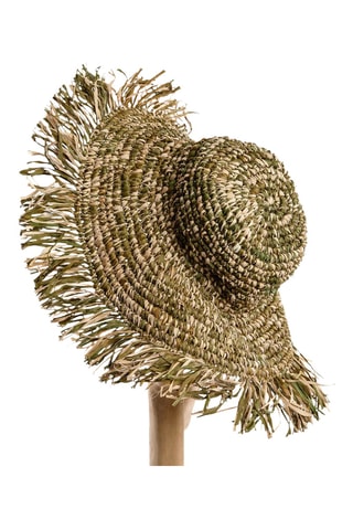 Chapeau de paille Fiesta - Vert foncé et beige