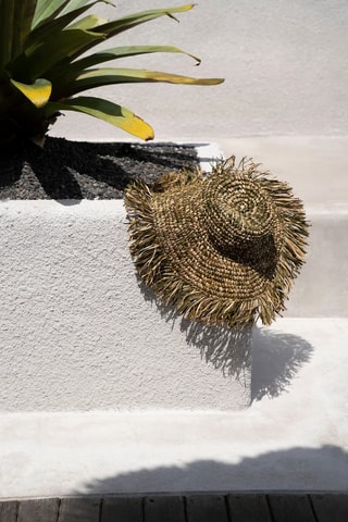 Chapeau de paille Fiesta - Vert foncé et beige