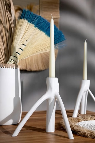 Bougeoir en bois Triple Twig - 20 cm - Blanc